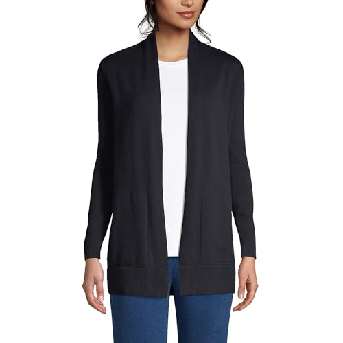 Lands' End Women's Long Sleeve Open Long Cardigan Sweater - color: Black, size: XX-Large Plus
