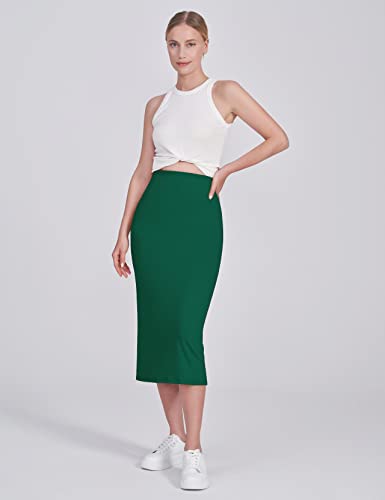 POSHDIVAH Maternity Skirt Over The Belly - color: Hunter Green, size: Large