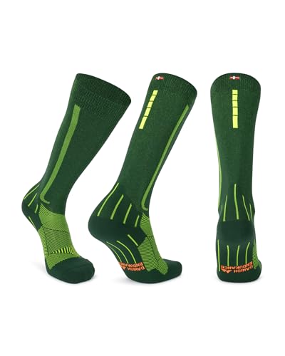 DANISH ENDURANCE Compression Socks, 21-26 mmHg, Circulation Aid, 1 & 2-Pack - color: Green/Yellow, size: Medium