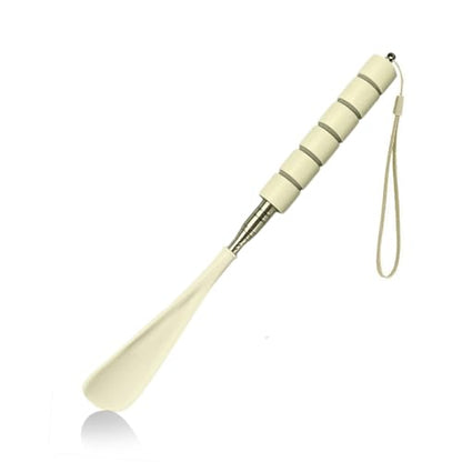 Shoe Horn Long Handle Retractable Shoehorn Telescopic Foldable Shoe Puller Adjustable Shoe Aids Easy Slip on - color: Light Yellow