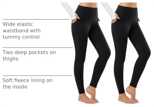 baleaf Women's Fleece Lined Leggings Thermal Warm Tights Cold Weather - color: Black+black, size: X-Large