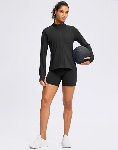 G Gradual Women's Sun Protection Lightweight Athletic Jacket Zip Up Jacket - color: Black, size: Small
