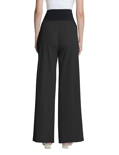 Maternity Pants Wide Leg Pregnancy Palazzo Pants - color: Black, size: XX-Large