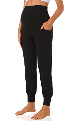 V VOCNI Women's Maternity Joggers Pants Pregnancy Sweatpants - color: Black, size: Large