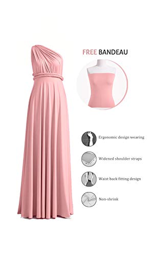 72styles Maxi Infinity Dress for Bridesmaids, Convertible Multi-Way Wrap - color: Dusty Rose, size: One Size Plus