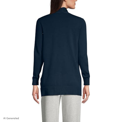 Lands' End Women's Long Sleeve Open Long Cardigan Sweater - color: Radiant Navy, size: Medium Petite