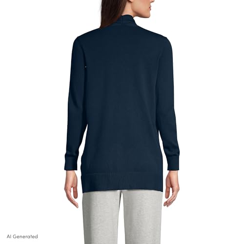 Lands' End Women's Long Sleeve Open Long Cardigan Sweater - color: Radiant Navy, size: X-Small