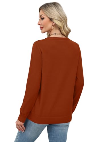 WIHOLL Sweaters for Women Lightweight Fall Tops Pullover Long Sleeve Shirts - color: Caramel, size: Large