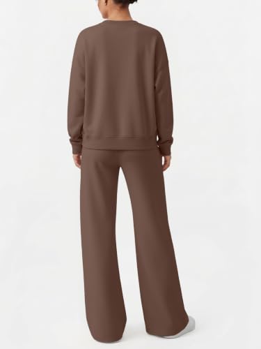 EFAN Womens Sweat Sets 2 Piece Sweatsuits Modal Blend Matching Loungewear - color: Coffeebrown, size: Large