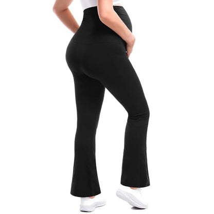 Walifrey Maternity Flared Leggings Yoga Pants - color: Black, size: XX-Large