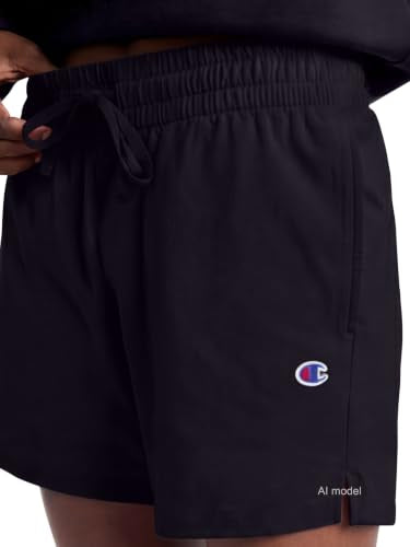 Champion Women's 4" Lounge Shorts, Standard Fit, Lightweight, Available in Regular and Plus - color: Black, size: 3X