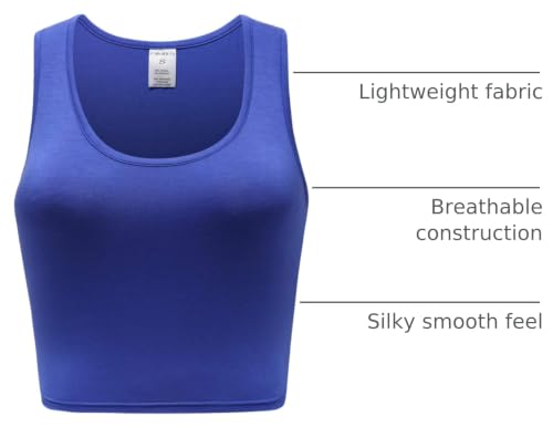 OThread & Co. Women's Basic Crop Tops Stretchy Casual Scoop Neck Sleeveless Crop Tank Top - color: Blue, size: Medium