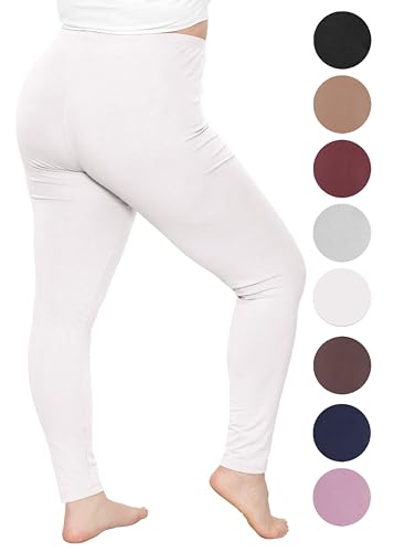 STRETCH IS COMFORT Women's and Plus Size High Rise Knee and Ankle Leggings - color: White, size: 4X