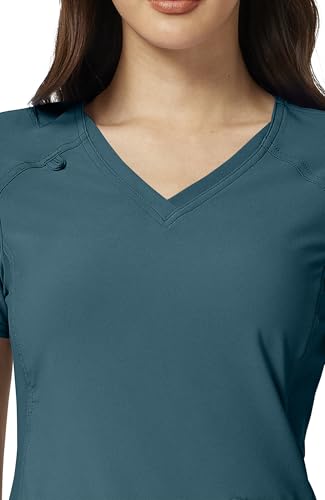 Cherokee Women's Medical Scrub Top Iflex V-Neck Knit Panel Top CK605 - color: Caribbean Blue, size: XX-Large Plus