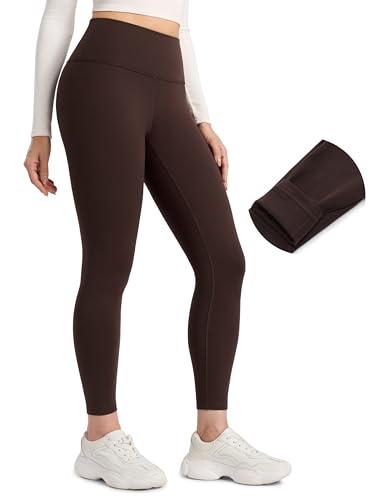 CRZ YOGA Matte Fleece Lined Leggings 25'' - color: Hot Fudge Brown, size: Small