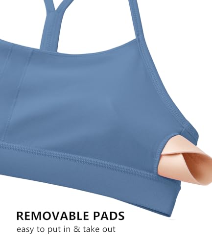 wirarpa Women's Sports Bras Low Impact Y Back Padded Yoga Top - color: Iceberg Blue, size: Medium