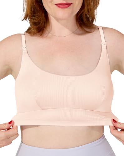 Bodily Everything Wireless Nursing & Maternity Bra with Clip Down Access - color: Clay, size: Small
