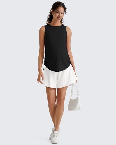 G4Free Lyocell Maternity Tank Tops Pregnancy Sleeveless Workout Shirts - color: Black, size: Small