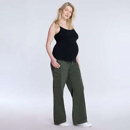 Motherhood Maternity Women's Clip Down Nursing Tank Top Cami with Adjustable Straps for Breastfeeding-2 Pack - color: Black/Black, size: X-Small