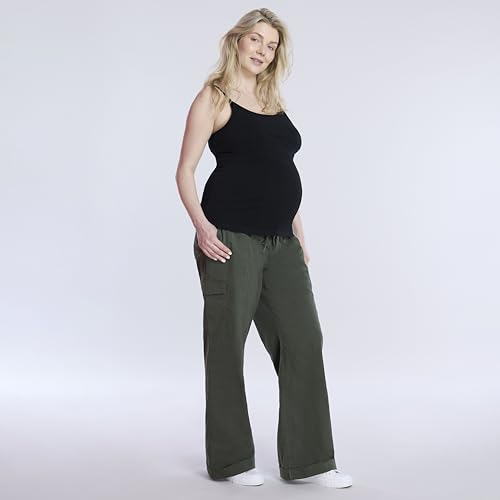 Motherhood Maternity Women's Clip Down Nursing Tank Top Cami with Adjustable Straps for Breastfeeding-2 Pack - color: Black/Black, size: Large