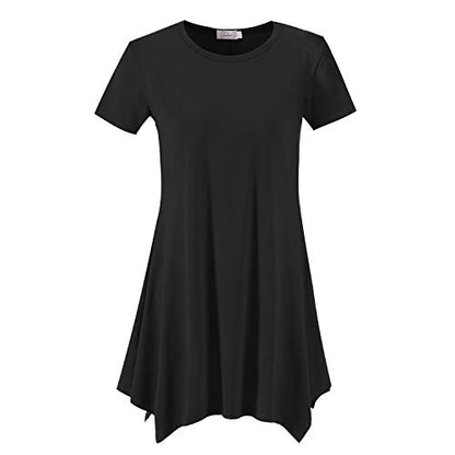 Topdress Women's Loose Fit Swing Shirt Casual Tunic Top - color: Black, size: Medium