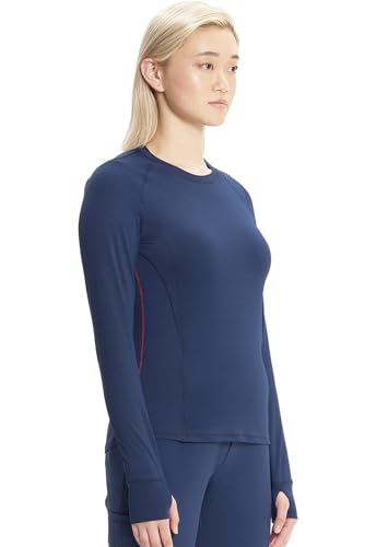 Cherokee Infinity Long Sleeve Underscrubs for Women Round Neck Top - color: Navy, size: Small