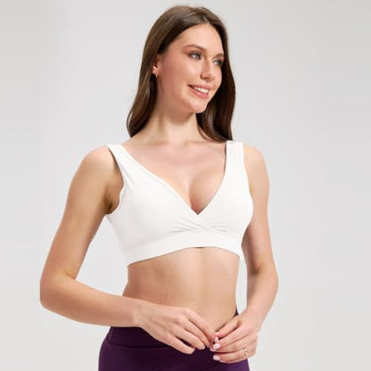 netdraw Padded Bamboo Viscose Nursing Sleep Bra - color: Off-white, size: Small