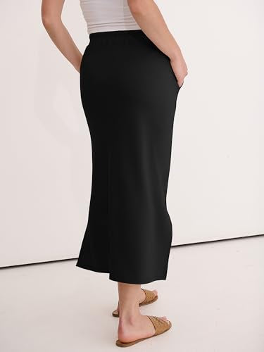 ANRABESS Air Layer Fabric Maxi Skirts for Women - color: Black, size: X-Large