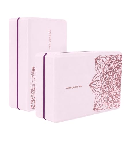 nuveti Non-Slip & High Density Yoga Block set of 2 for Pilates 9"x6"x3" - color: Pink