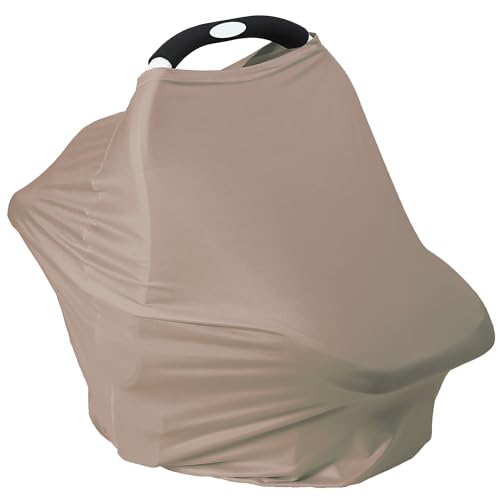 Breathable Car Seat Cover for Babies – Multi-Purpose Soft Rayon Nursing Cover for Breastfeeding, High Stretchy Infant Carseat Canopy, Stroller Cover (Smooth Rayon, Mocha Natural) - color: Mocha Natural