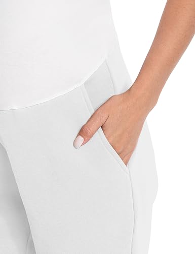 Maternity Joggers Stretchy Pregnancy Sweatpants - color: White, size: Medium