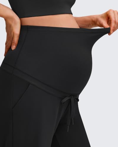 G4Free EverGoing Maternity Joggers with Pockets Drawstring Pregnancy Pants - color: Black, size: Large