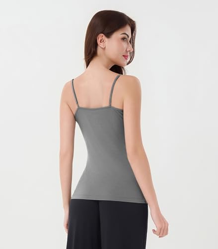 DAVID ARCHY Women's Bamboo Rayon Camisole Tank Tops No Shelf Bra, 3 Pack - color: Black/Heather Light Gray/Heather Dark Gray, size: X-Large