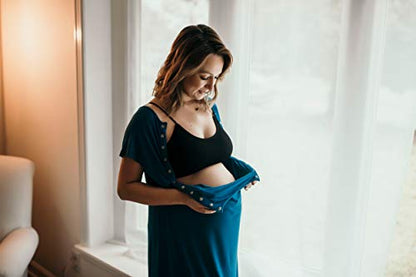 Three Little Tots Plus Size Labor and Delivery Hospital gown Maternity Nursing Nightgown Multi - color: Blue, size: Large-X-Large