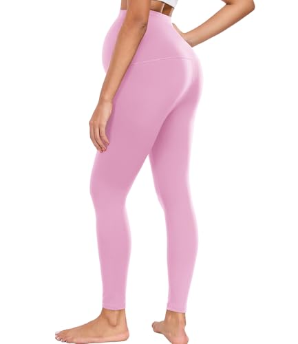 wirarpa Women's Maternity Leggings Over The Belly Buttery Yoga Pants 25" - color: Pink, size: Small