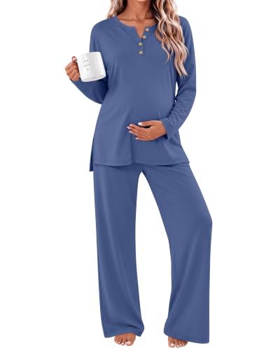 Women's Maternity Pajamas Sets - color: Navy Blue, size: Large