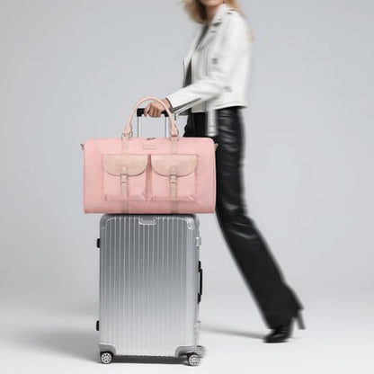 3 Piece Lay Flat Duffel Bag Set Wet Pocket Carry On Pink - color: Pink