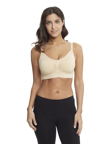 HOFISH 3PACK Full Bust Seamless Nursing Maternity Bras Bralette S-XXL with Extra Bra Extenders & Clips - color: 3pack: Pink/Black/Beige, size: Small