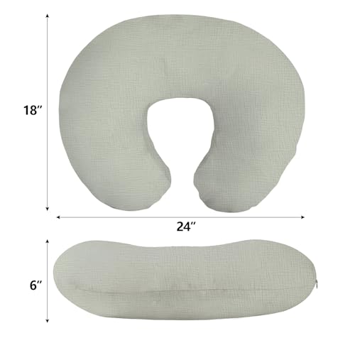 Little Grape Land 100% Cotton Muslin Nursing Pillow Covers 2 Pack, (Dew) - color: Dew&basil
