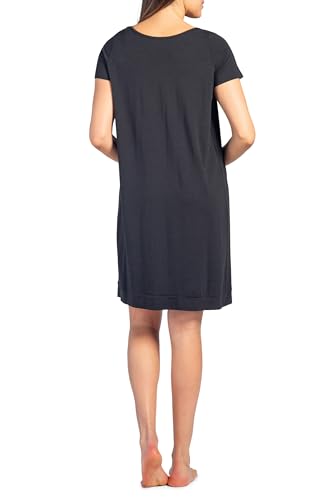 Fishers Finery Women's EcoFabric Short Sleeve Nightgown; Relaxed Fit - color: Black, size: Small