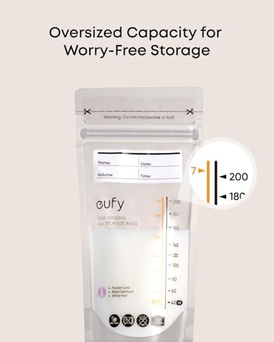 eufy Breast Milk Storage Bags, 7 oz, 120 Count, Leakproof