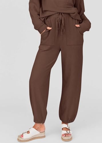 KIRUNDO Lounge Sets for Women 2026 Fall Comfy Postpartum Going Home Outfits - color: Coffee, size: Small