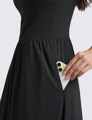 CRZ YOGA Square Neck Maxi Casual Dress - color: Black, size: X-Large