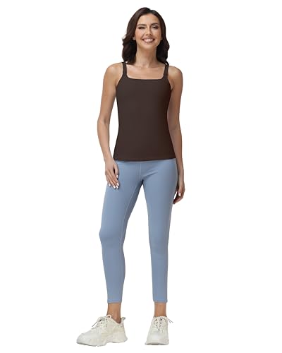 Foucome Nursing Tank Tops Stretch Nursing Cami with Built in Bra - color: Brown, size: Small