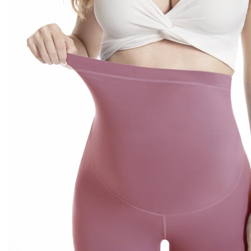 Over‑Belly Maternity Leggings, Soft Stretch Yoga Pants - color: 4 Packs-black/Dark Grey/Blue/Dark Pink, size: Small