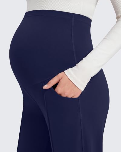 G4Free EverGoing Maternity Work Pants Tapered Ankle Pregnancy Trousers - color: Royal Blue, size: Small