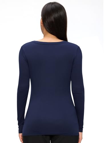 Underscrub Long Sleeve Women Crew Neck Comfort Tee, Scrub Undershirt - color: Navy Blue, size: 5X-Large