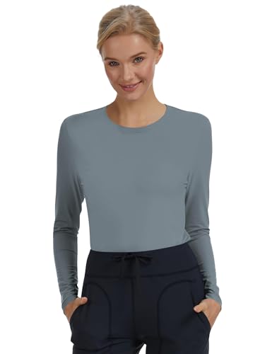 Women's Underscrub Long Sleeve Undershirt Stretch Sun Protection for Nurses - color: Grey, size: X-Small