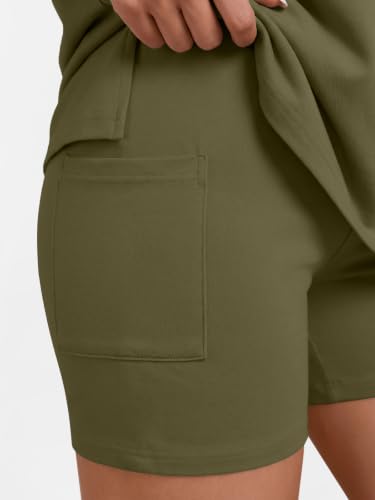 LILLUSORY Womens Lounge Sets 2 Piece Matching Pajamas Summer Outfit 2026 - color: Army Green, size: X-Large