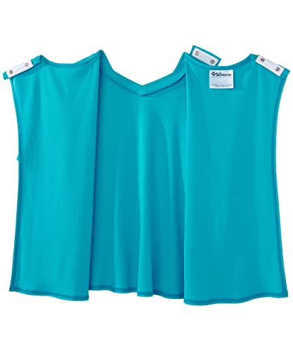 Silverts Women's Adaptive Open Back Top, Long Sleeve Dressing Shirt - color: Pool Blue, size: Large